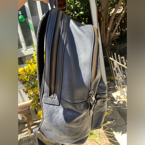 Coach Academy navy Backpack In Signature Leather - Picture 8 of 17